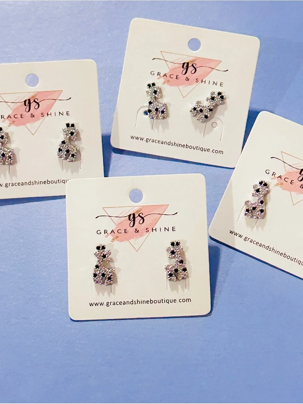 Grace & Shine Pave Giraffes Stud Earrings - Silver with Black Accents